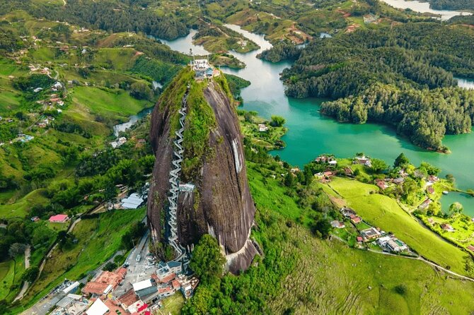 Piedra del Peñol rising over the Guatapé lakes