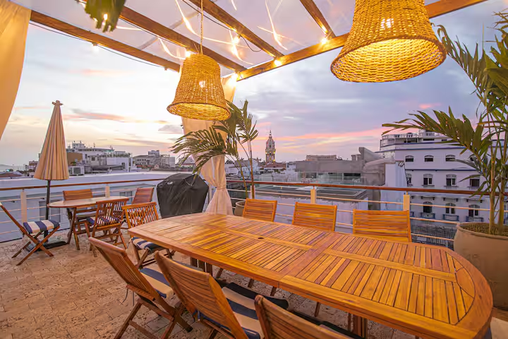 Rooftop dining terrace at The Big House